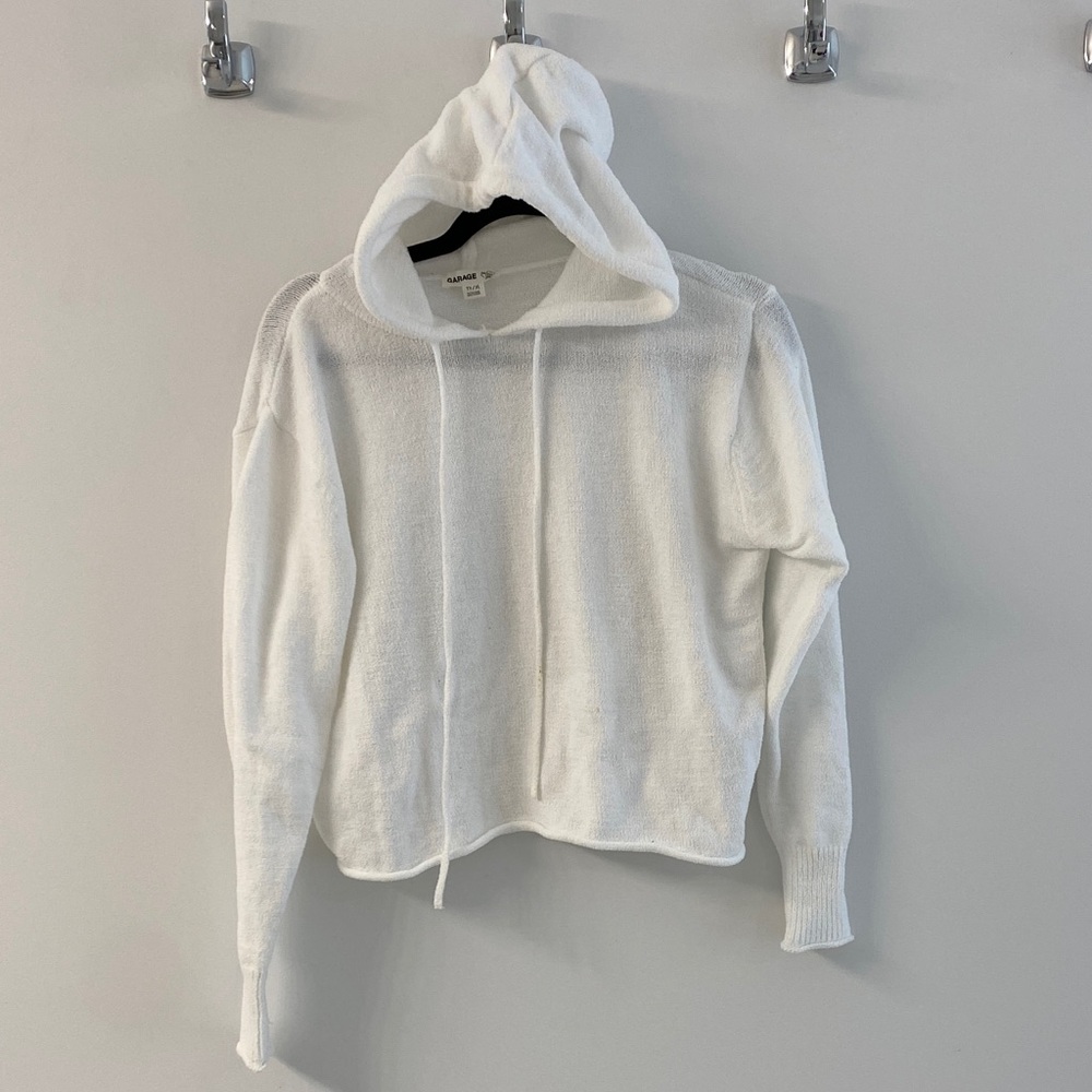 🤍 Garage OH SO SOFT white crop hoodie - XS